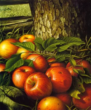 Apples and Tree Trunk by Levi Wells Prentice Oil Painting