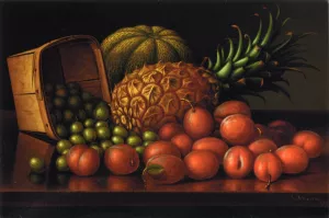Gooseberries, Plums, Pineapple and Cantaloupe by Levi Wells Prentice Oil Painting