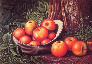 Still Life with Apples in a New York Giants Cap by Levi Wells Prentice Oil Painting