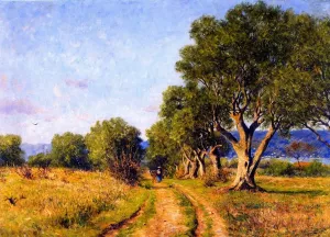 Olive Trees, Mediterranean Coast also known as Road and Orchard near Moret-Sur-Loing by Lewis Henry Meakin Oil Painting