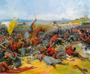 The Battle Near Mentana by Lionel Noel Royer Oil Painting