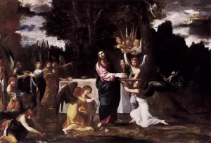 Christ Served by Angels in the Wilderness by Lodovico Carracci Oil Painting