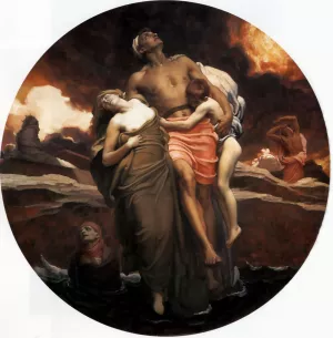 And the sea gave up the dead which were in it' by Lord Frederick Leighton Oil Painting