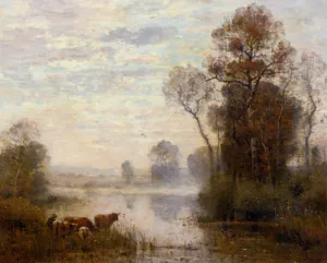 Vaches Pres dun Etang by Louis Aime Japy Oil Painting