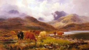A Misty Day in the Highlands by Louis Bosworth Hurt Oil Painting