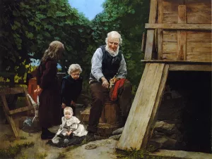 Grandfather's Pleasure by Louis C. Moeller Oil Painting