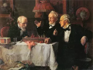 The Chess Game by Louis C. Moeller Oil Painting