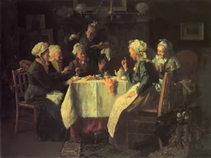 The Tea Party by Louis C. Moeller Oil Painting