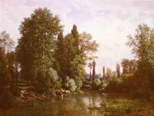 La Seine by Louis Hector Pron Oil Painting