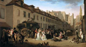 The Arrival of a Stage-Coach in the Courtyard of the Messageries by Louis Leopold Boilly Oil Painting