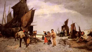 Au Cabestan by Louis Robert Carrier-Belleuse Oil Painting