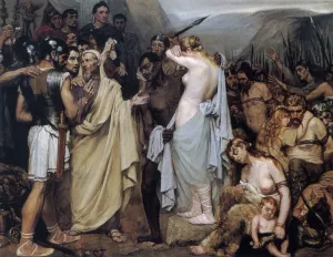 The Victory of Julius Caesar Over the Belgians by Louis Van Engelen Oil Painting
