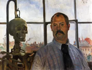 Self Portrait with Skeleton by Lovis Corinth Oil Painting