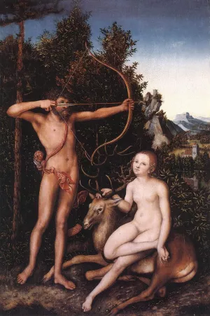 Apollo and Diana by Lucas Cranach The Elder Oil Painting