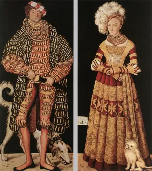 Portraits of Henry the Pious, Duke of Saxony and His Wife Katharina by Lucas Cranach The Elder Oil Painting