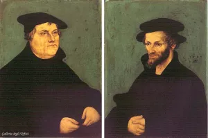 Portraits of Martin Luther and Philipp Melanchthon by Lucas Cranach The Elder Oil Painting