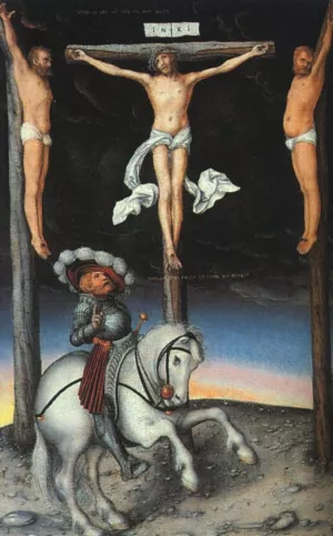 The Crucifixion with the Converted Centurion by Lucas Cranach The Elder Oil Painting