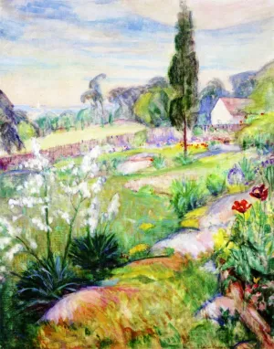 Garden on the Ledge by Lucien Abrams Oil Painting