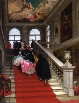 The Masked Ball, Ca Rezzonico, Venice by Lucius Rossi Oil Painting