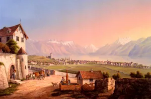 Vue De Vevey Et De Ses Environs by Ludwig Bleuler Oil Painting