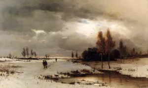 Under a Winter Sky by Ludwig Lanckow Oil Painting