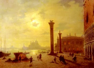 The Piazetta, Venice by Ludwig Mecklenburg Oil Painting
