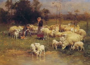 Guarding the Flock by Luigi Chialiva Oil Painting