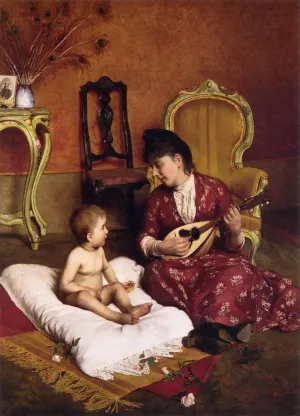 The Lullaby by Luigi Da Rios Oil Painting