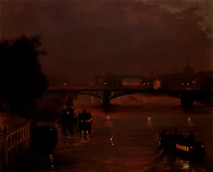 A Night On The Seine by Luigi Loir Oil Painting
