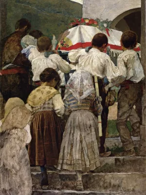 A Child's Funeralnbsp;(also known as Il Funerale di un Bambino) by Luigi Nono Oil Painting