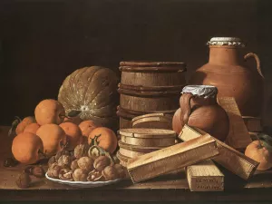 Still-Life with Oranges and Walnuts by Luis Melendez Oil Painting