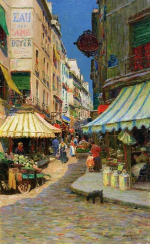 Market Day, Paris Oil painting by Luther Emerson Van Gorder