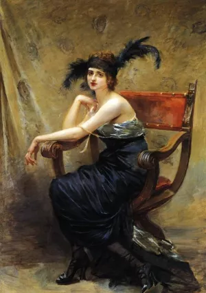 Woman Sitting in a 'Dagobert' Armchair by Madeleine Jeanne Lemaire Oil Painting