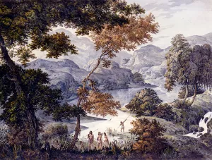 River Landscape with Indians by Manuel De Araujo Porto-Alegre Oil Painting