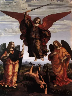 The Three Archangels by Marco D' Oggiono Oil Painting