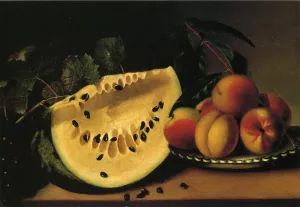 Still Life with Watermelon and Peaches by Margaretta Angelica Peale Oil Painting