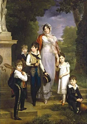 Portrait of Marechale Lannes, Duchesse de Montebello with Her Children by Marguerite Gerard Oil Painting