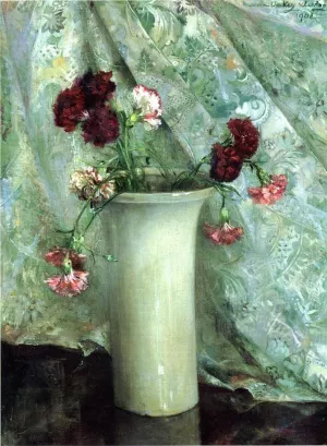 Carnations in a Satsuma Vase by Maria Oakey Dewing Oil Painting