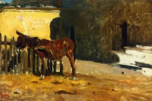 A Burro on the Patio by Mariano Jose Ma Fortuny y Carbo Oil Painting