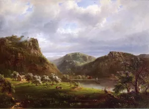 American Landscape also known as Majesty of the Mountains by Marie-Francois-Regis Gignoux Oil Painting