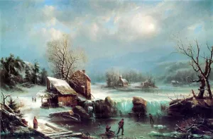 Mid-Winter Moonlight by Marie-Francois-Regis Gignoux Oil Painting
