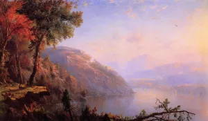 On the Upper Hudson by Marie-Francois-Regis Gignoux Oil Painting