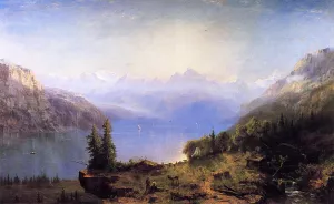 Sunrise in the Alps by Marie-Francois-Regis Gignoux Oil Painting