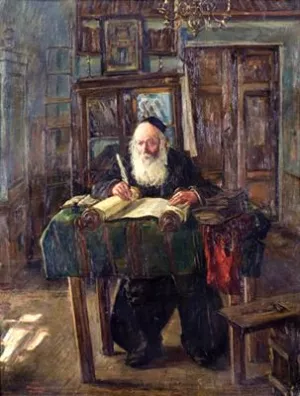 Scripture Copyist In His Chamber by Artur Markiwicz Oil Painting