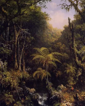 A Brazilian Forest Oil painting by Martin Johnson Heade