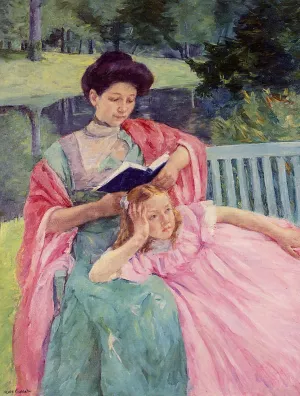 Auguste Reading to Her Daughter by Mary Cassatt Oil Painting