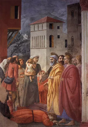 The Distribution of Alms and the Death of Ananias by Masaccio Oil Painting