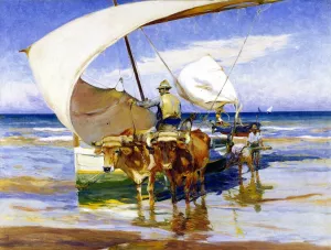 Bracing the Boats by Mathias J Alten Oil Painting