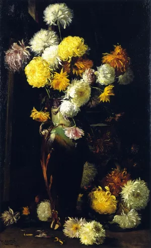 Chrysanthemums by Mathias J Alten Oil Painting