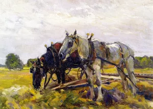 Draft Horses by Mathias J Alten Oil Painting